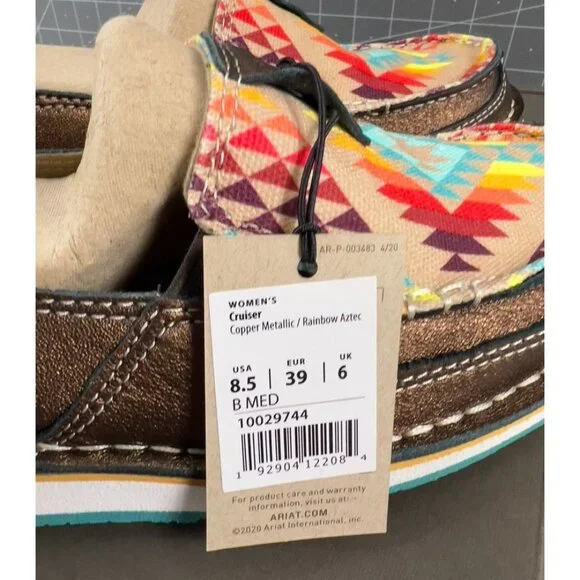 Ariat Cruiser Women's Sz 8.5 US 39 EU Slip-On Copper Metallic/Rainbow AZTEC - Picture 4 of 9
